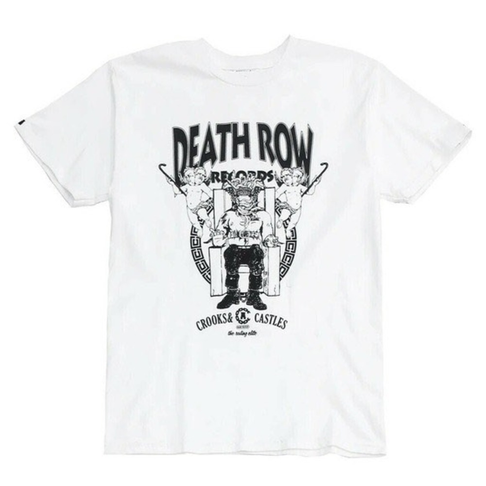 Crooks and Castles Death Row Records Graphic T-Shirt White Mens Streetwear Tee